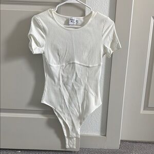 Princess Polly Cream Ribbed Top